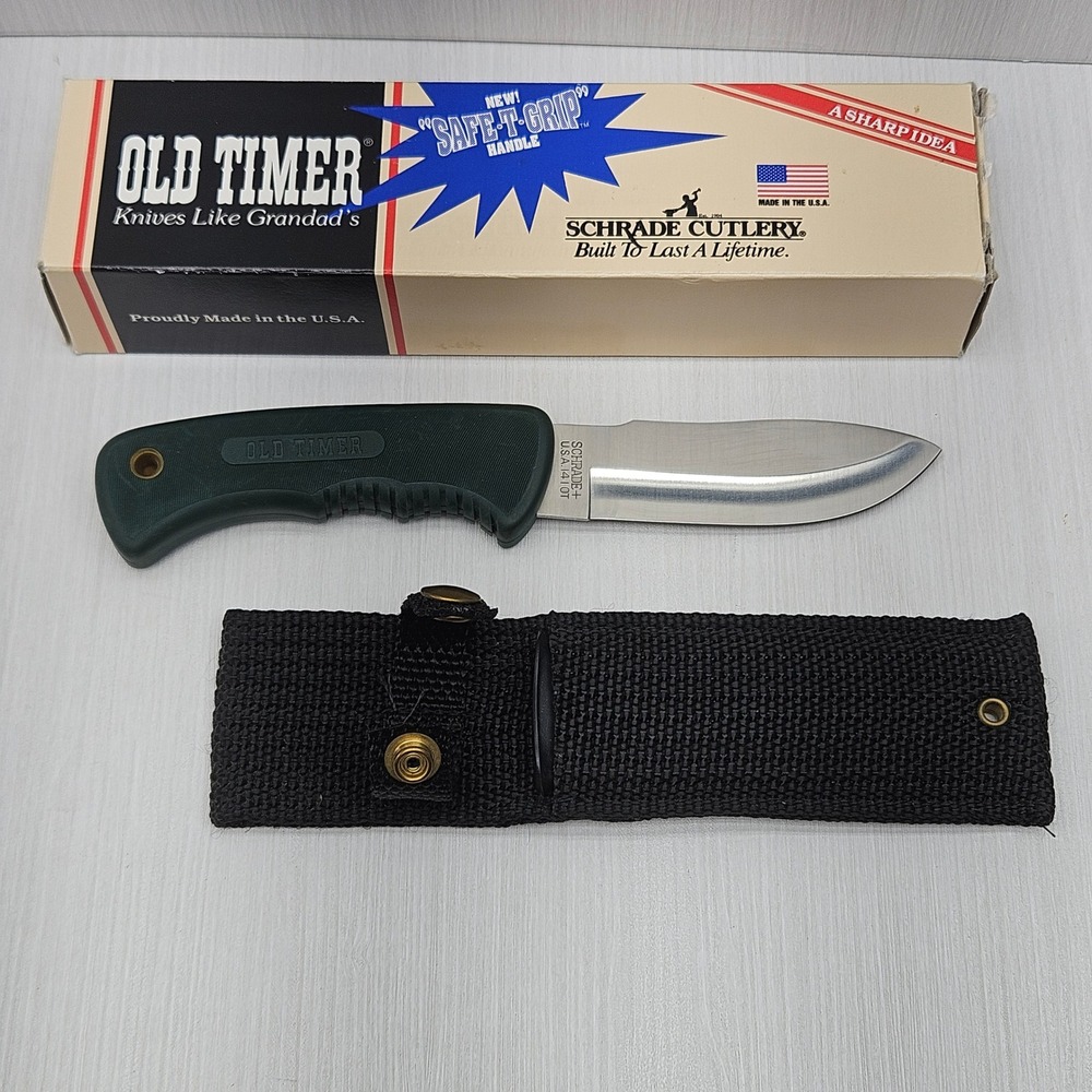 Schrade Old Timer 141OT Outfitter Fixed Blade Knife Safe-T-Grip USA Box Sheath